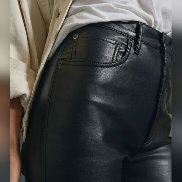 NWOT Agolde 90's Pinch Waist Ultra High Rise Straight Leg Leather Pants Size 28 - Picture 5 of 10